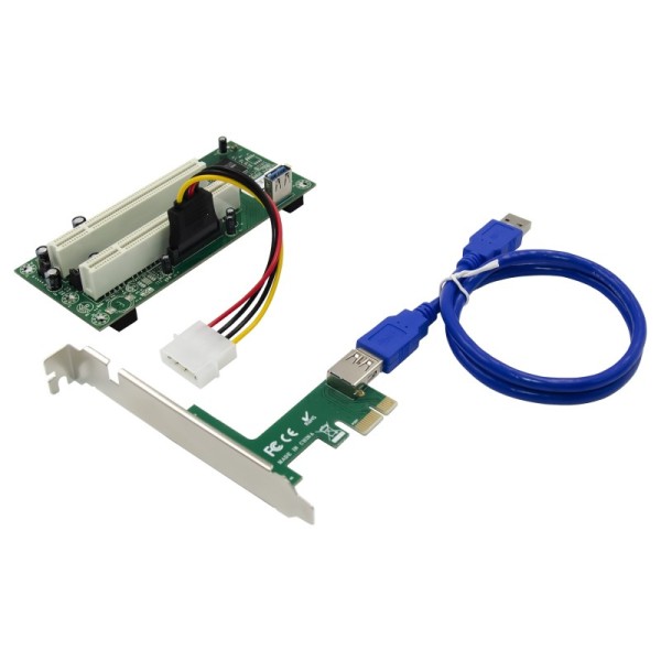 PCIe x1 to 2 PCI Slots Adapter Card