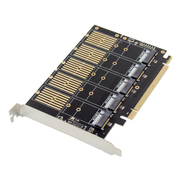 PCIe 3.0 x16 5-port M.2 B-Key NGFF SSD Expansion Card