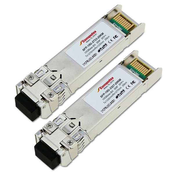 SFP-10G-BIDI-PAIR-20KM - Pair - 10GBase-BX SFP+ Transceivers (SMF, 20KM, Simplex LC, DOM)