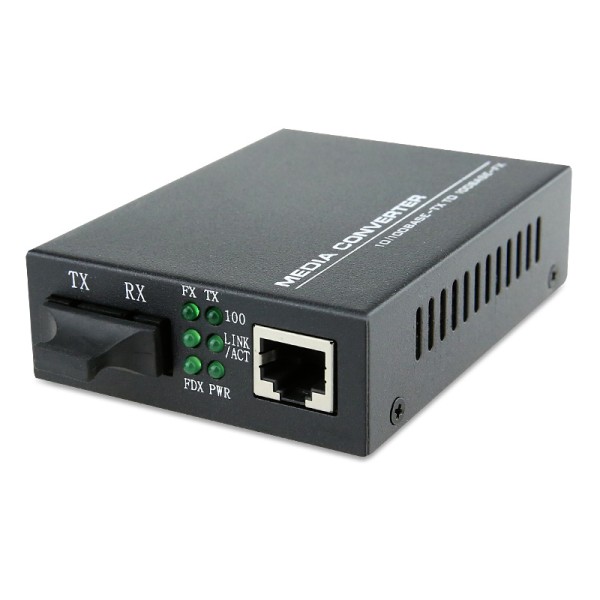 Dual Fiber 10/100Base-TX to 100Base-EX Fast Ethernet Standalone Fiber Media Converter, 1-port Fiber & 1-port RJ45, 1310nm Singlemode, 40km