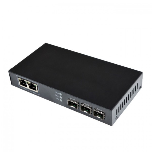 3-port FE SFP & 2-port 10/100Base-T RJ45, Fast Ethernet Switch / SFP Media Converter