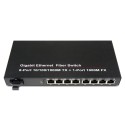 Dual Fiber 10/100/1000Base-TX to 1000Base-LX/LH Gigabit Ethernet Standalone Fiber Media Converter, 1-port Fiber & 8-port RJ45, 1310nm Singlemode, 10km