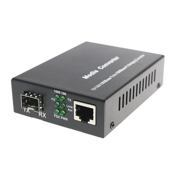 1-port GE SFP & 1-port 10/100/1000Base-T RJ45, Gigabit Ethernet SFP Media Converter