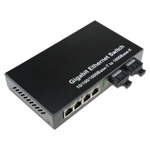 Dual Fiber 10/100/1000Base-TX to 1000Base-EX Gigabit Ethernet Standalone Fiber Media Converter, 2-port Fiber & 4-port RJ45, 1310nm Singlemode, 40km Dual Fiber 10/100/10...