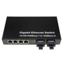 Dual Fiber 10/100/1000Base-TX to 1000Base-LX Gigabit Ethernet Standalone Fiber Media Converter, 2-port Fiber & 4-port RJ45, 1310nm Multimode, 2km